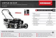 Load image into Gallery viewer, Weibang Virtue 50 SVP Petrol Lawnmower