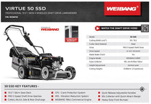 Load image into Gallery viewer, Weibang Virtue 50 SSD Petrol Lawnmower