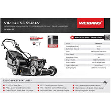 Load image into Gallery viewer, Weibang Virtue 53 SSD LV Petrol Lawnmower