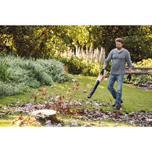 Load image into Gallery viewer, Person using STIHL BGA 57 blowing leaves on grass

