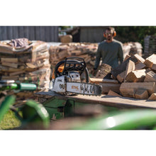 Load image into Gallery viewer, STIHL MS 271 PETROL CHAINSAW on bench with logs
